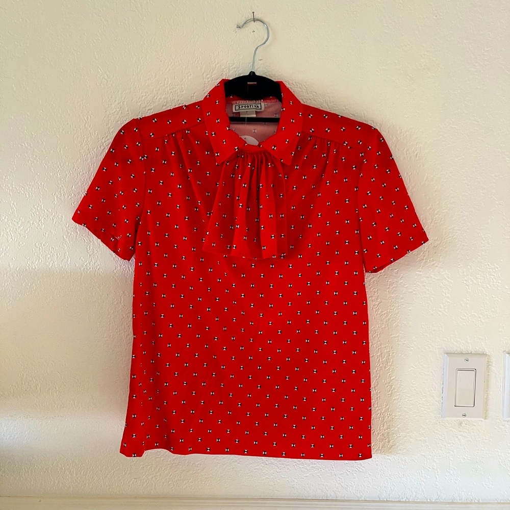 Vintage Sportiva Shirt - Red Print - Size S